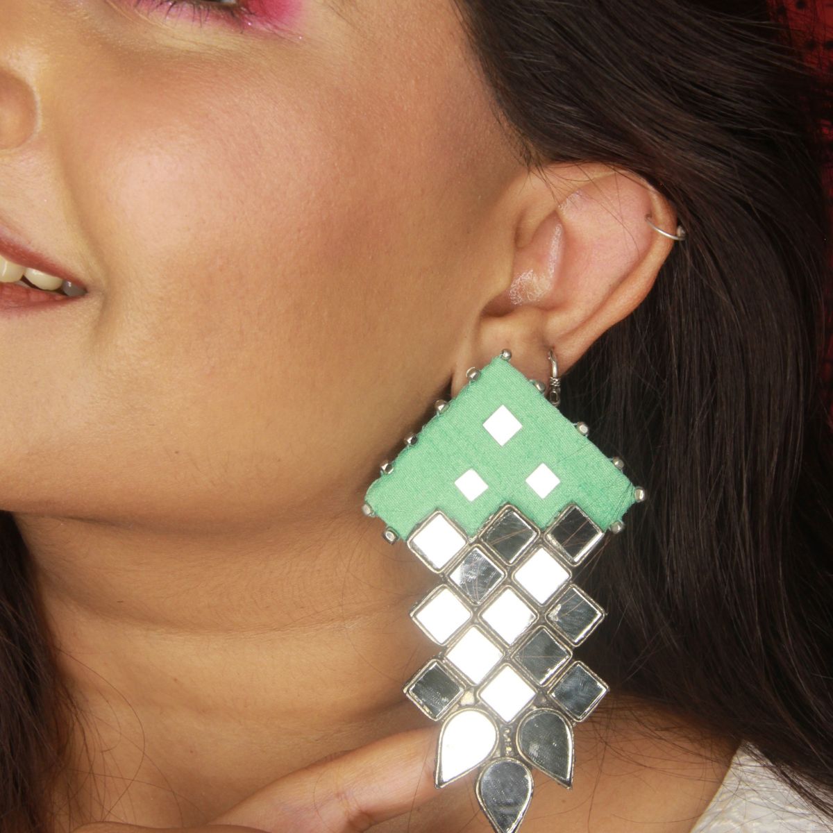 Pastel Green Mirror Studs